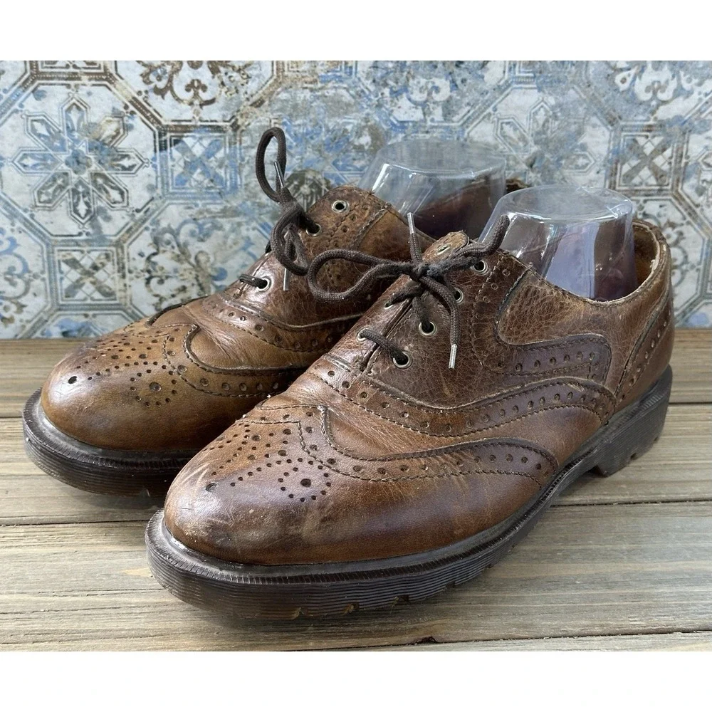 Dr. Martens Wingtip Oxford Shoes Brown England‎ Made Hipster Men's Sz 8
